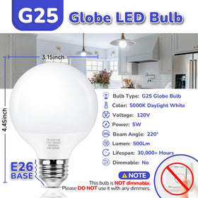 MAXvolador G25 bathroom vanity globe provides even bathroom lighting