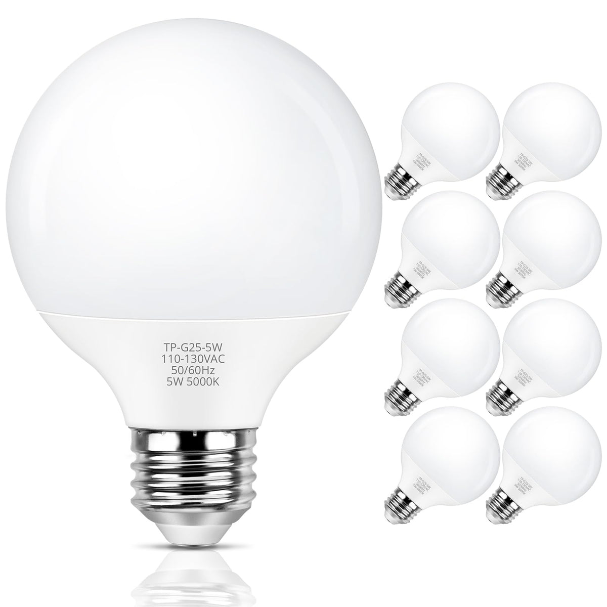 MAXvolador G25 LED globe bulb bright daylight 5000K for makeup mirror lighting