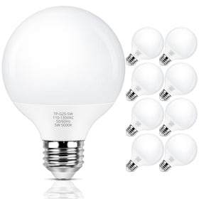 MAXvolador G25 LED globe bulb bright daylight 5000K for makeup mirror lighting
