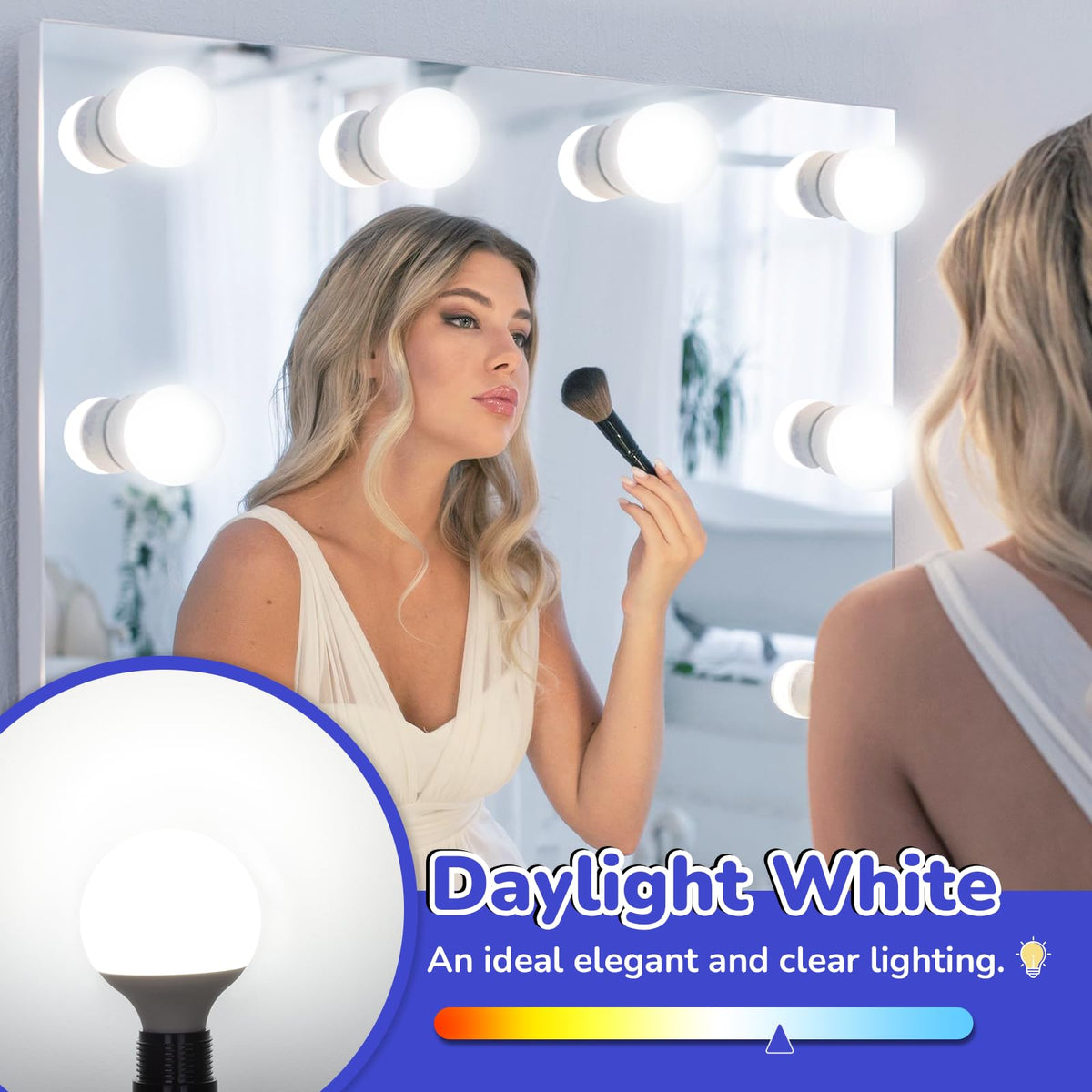 MAXvolador G25 globe bulb installed in vanity mirror for clear makeup routine