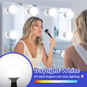 MAXvolador G25 globe bulb installed in vanity mirror for clear makeup routine