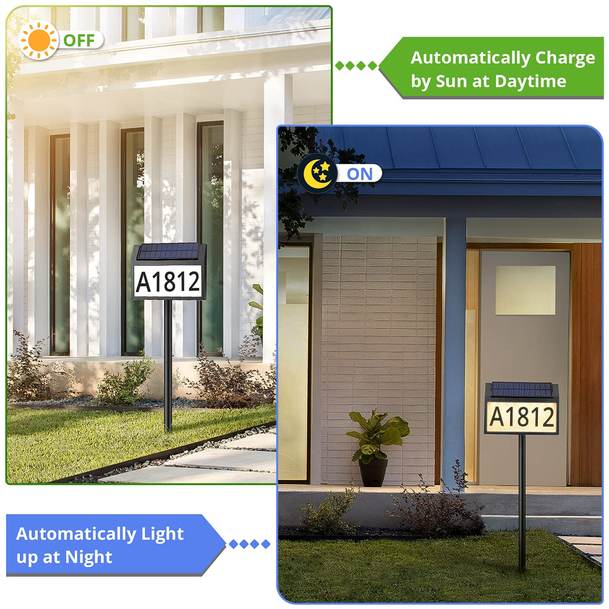 MAXvolador outdoor address sign improves night-time visibility for visitors and deliveries