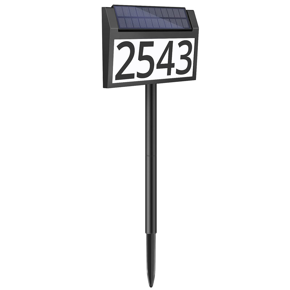 MAXvolador solar address sign with 3-color LED for clear night visibility