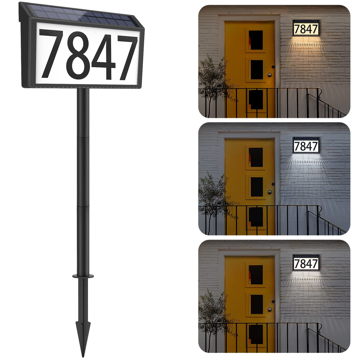 MAXvolador solar address sign with bright glow enhances curb visibility at night