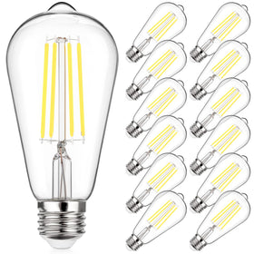 MAXvolador Vintage ST58 LED bulbs 12-pack in box delivering energy-efficient lighting.