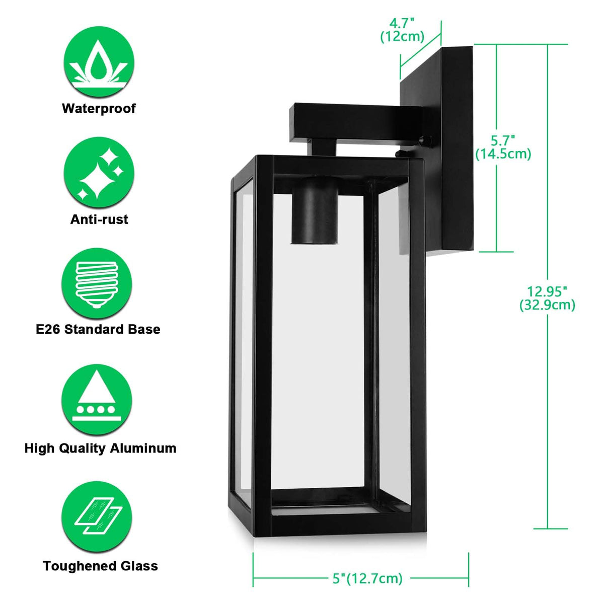 MAXvolador wall sconce showing clear glass panels and bulb exposure