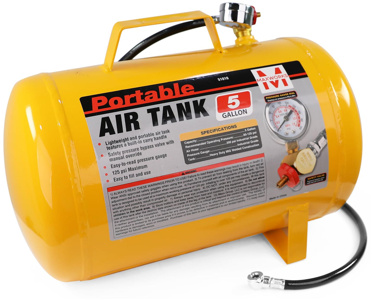 MaxWorks 51010 portable air tank with built-in handle for easy transport and on-the-go air.