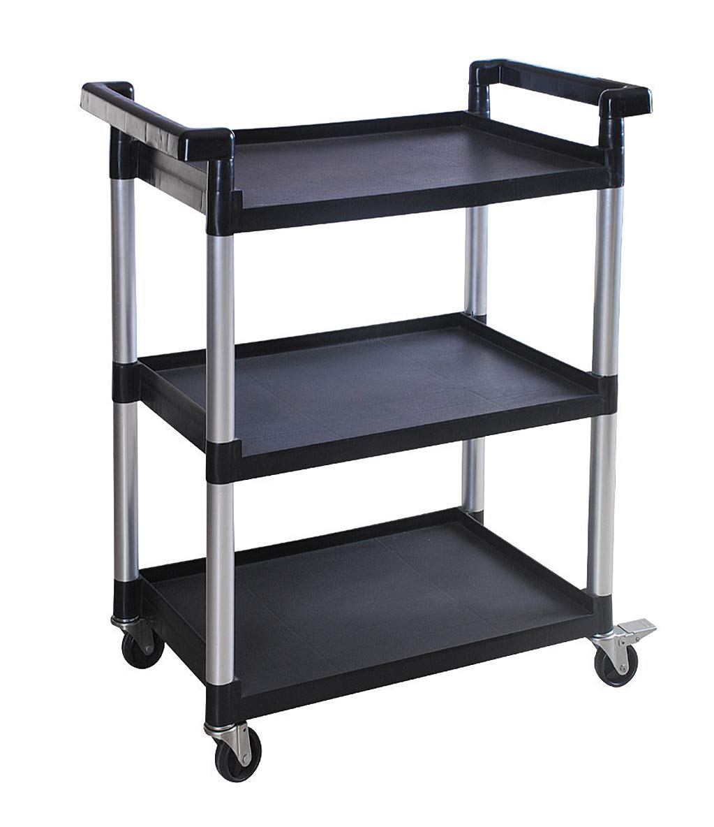 MaxWorks 80774 three-shelf cart with side rails keeps loads secure during transport