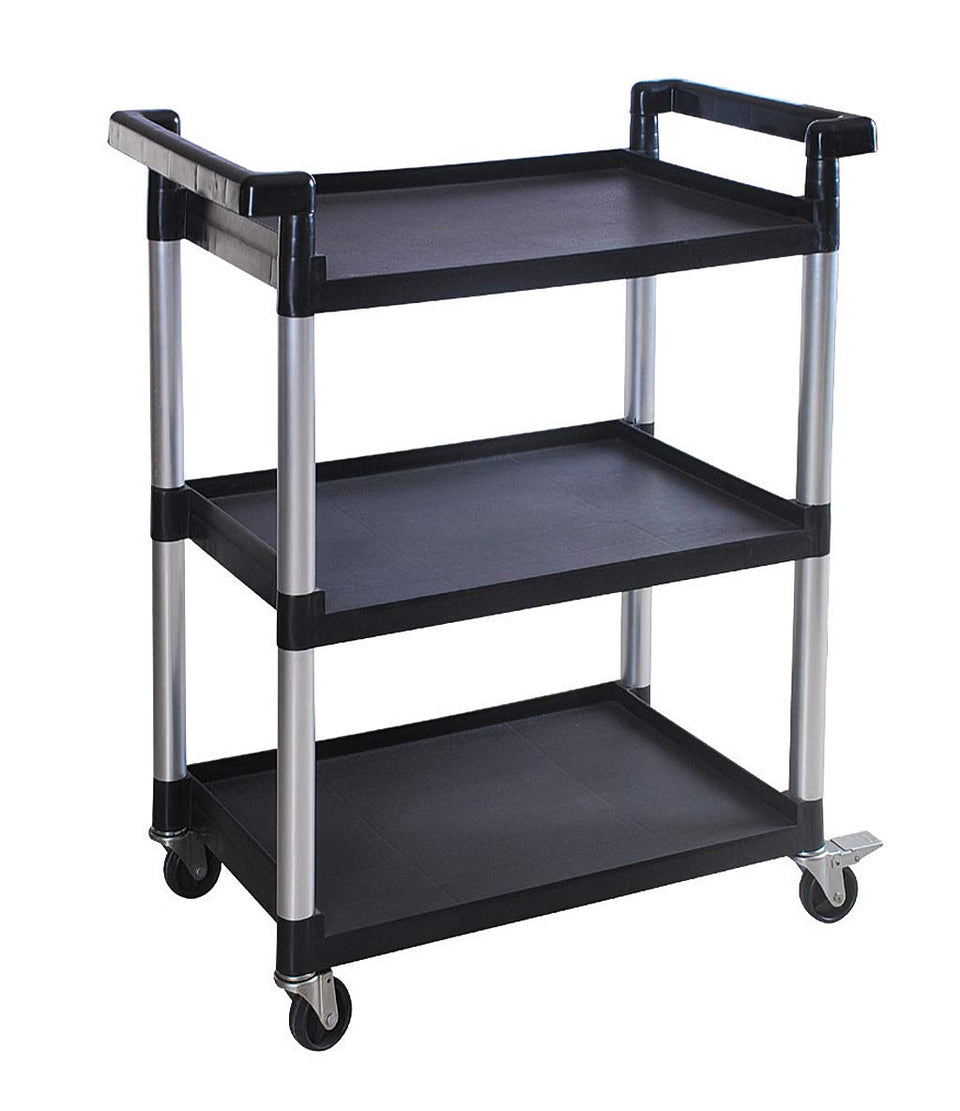 MaxWorks 80774 three-shelf cart with side rails keeps loads secure during transport