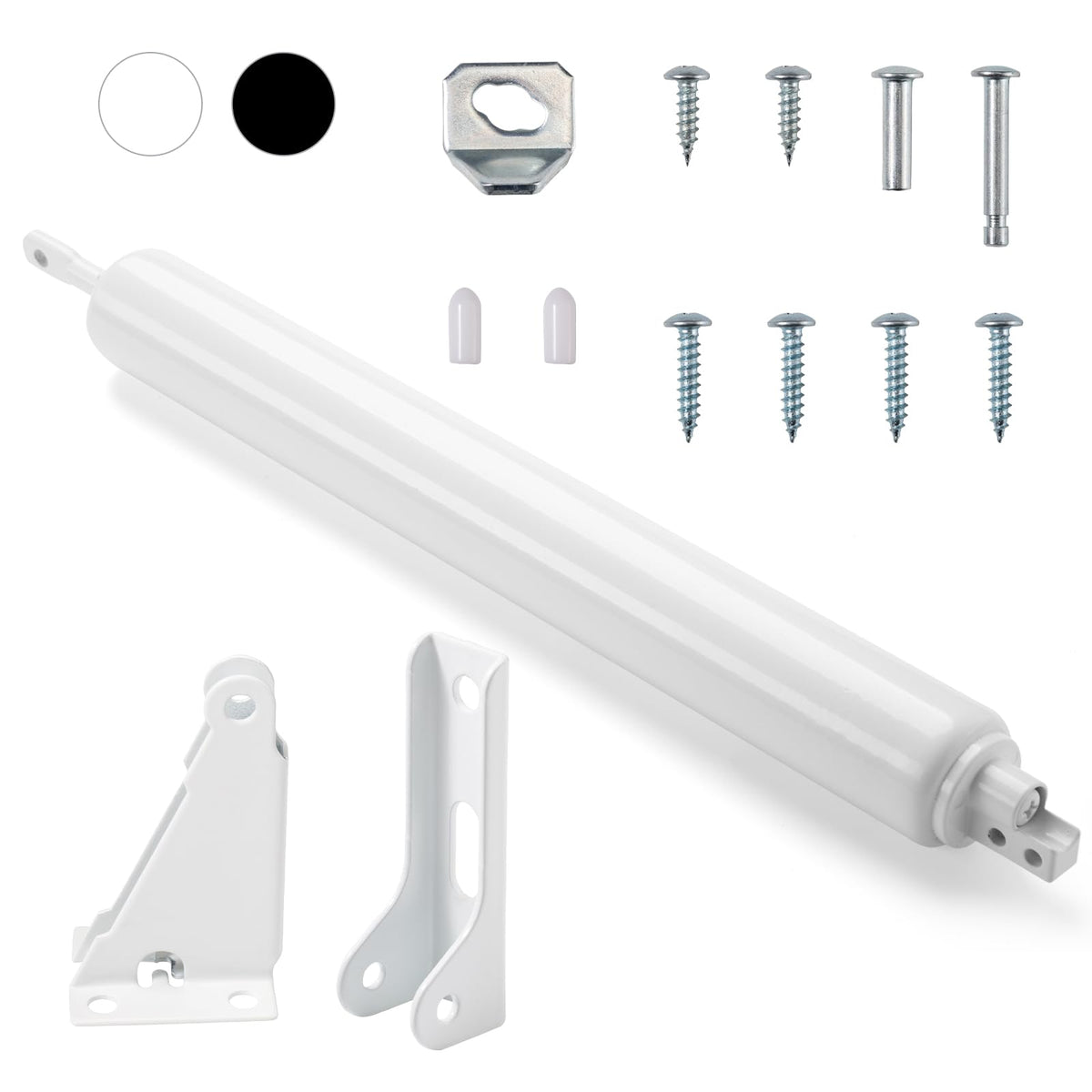 MaxxGeek screen and storm door closer kit front view, white finish for smooth closure.
