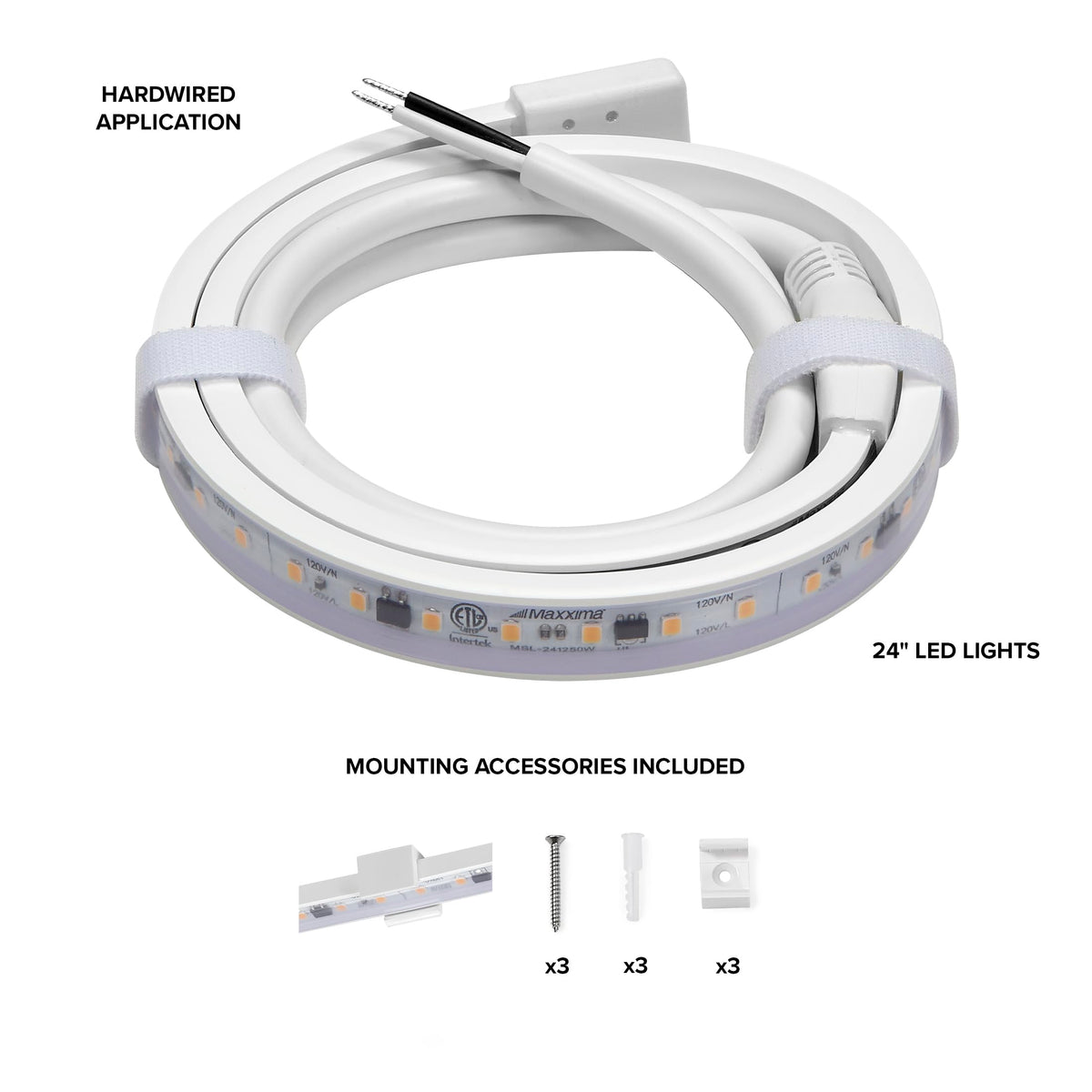 Maxxima 24in LED strip provides warm white glow at 3000K