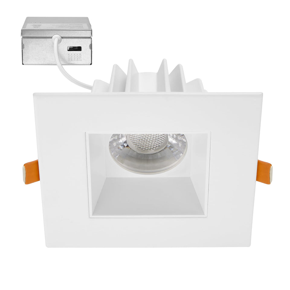 Maxxima 4in ultra-thin downlight front view with anti-glare glow for cozy spaces