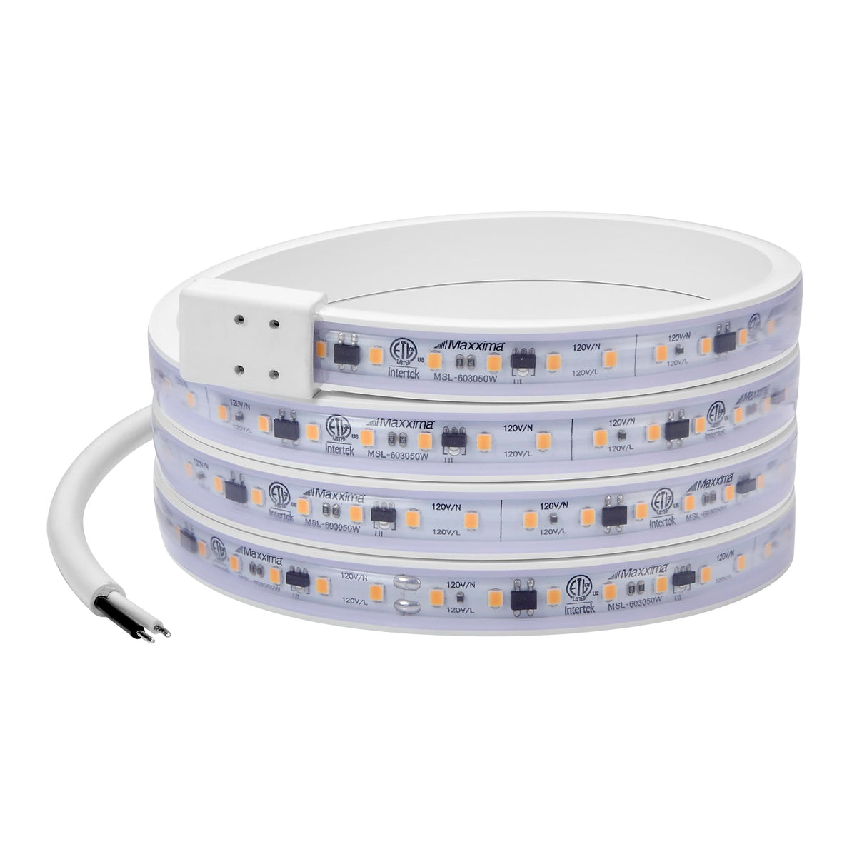 Maxxima 60-inch under-cabinet light, front view, delivering even warm illumination for kitchens.