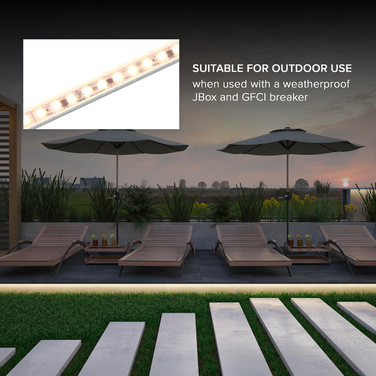 Maxxima 60-inch under-cabinet light, indoor-outdoor use suitable for kitchens and patios.