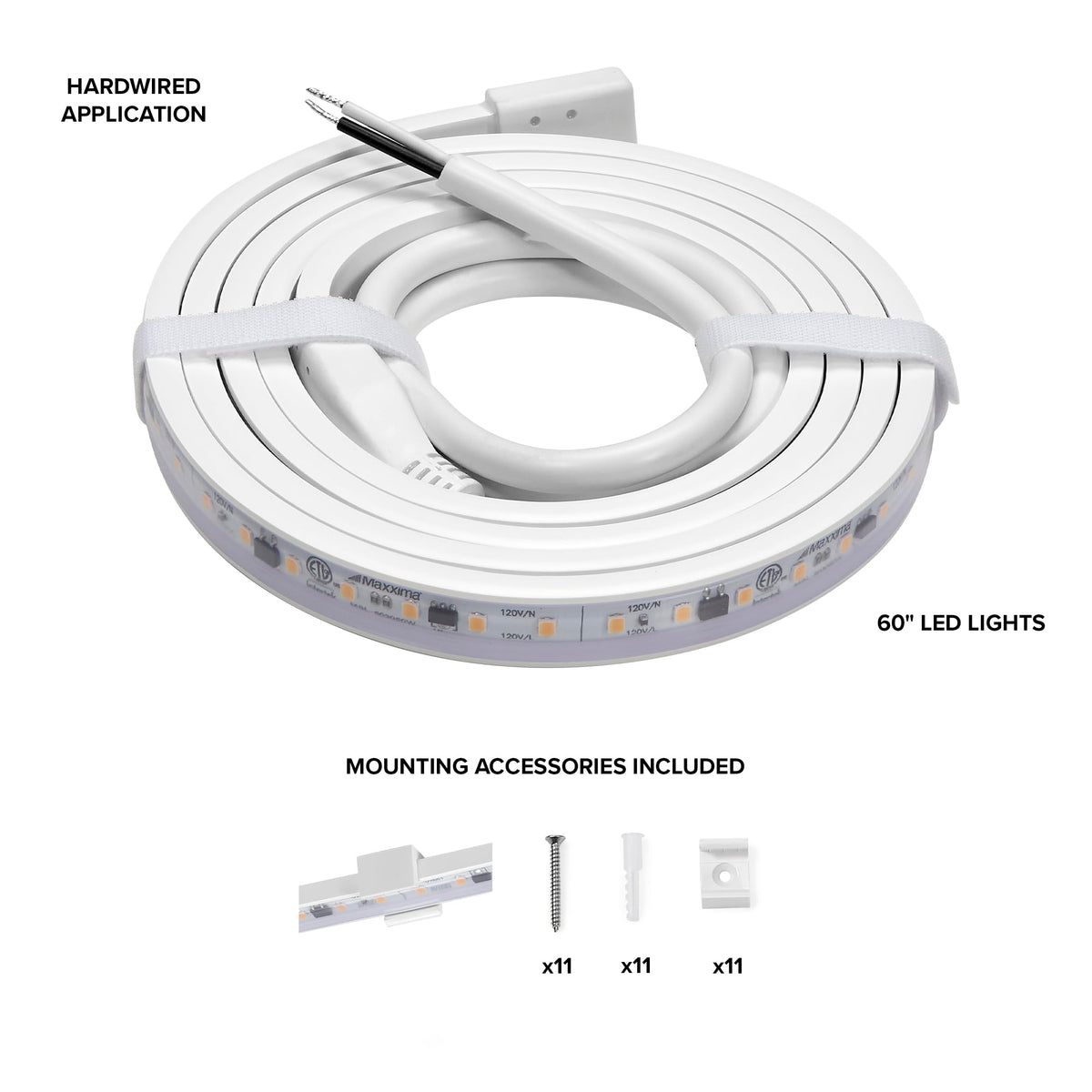 Maxxima 60-inch under-cabinet light, slim profile blends with cabinetry for a clean look.