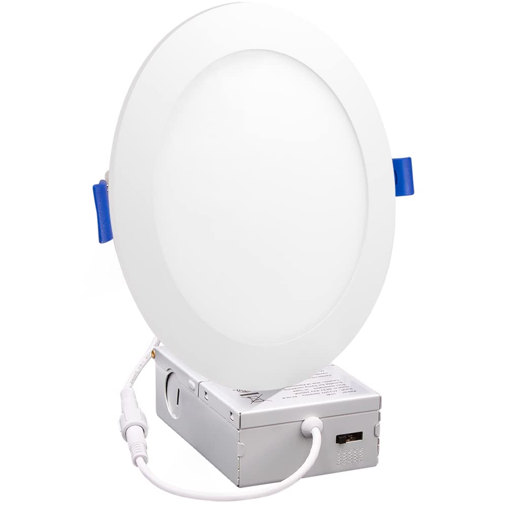 Maxxima 6in ultra-thin downlight side view highlights compact height for easy installation