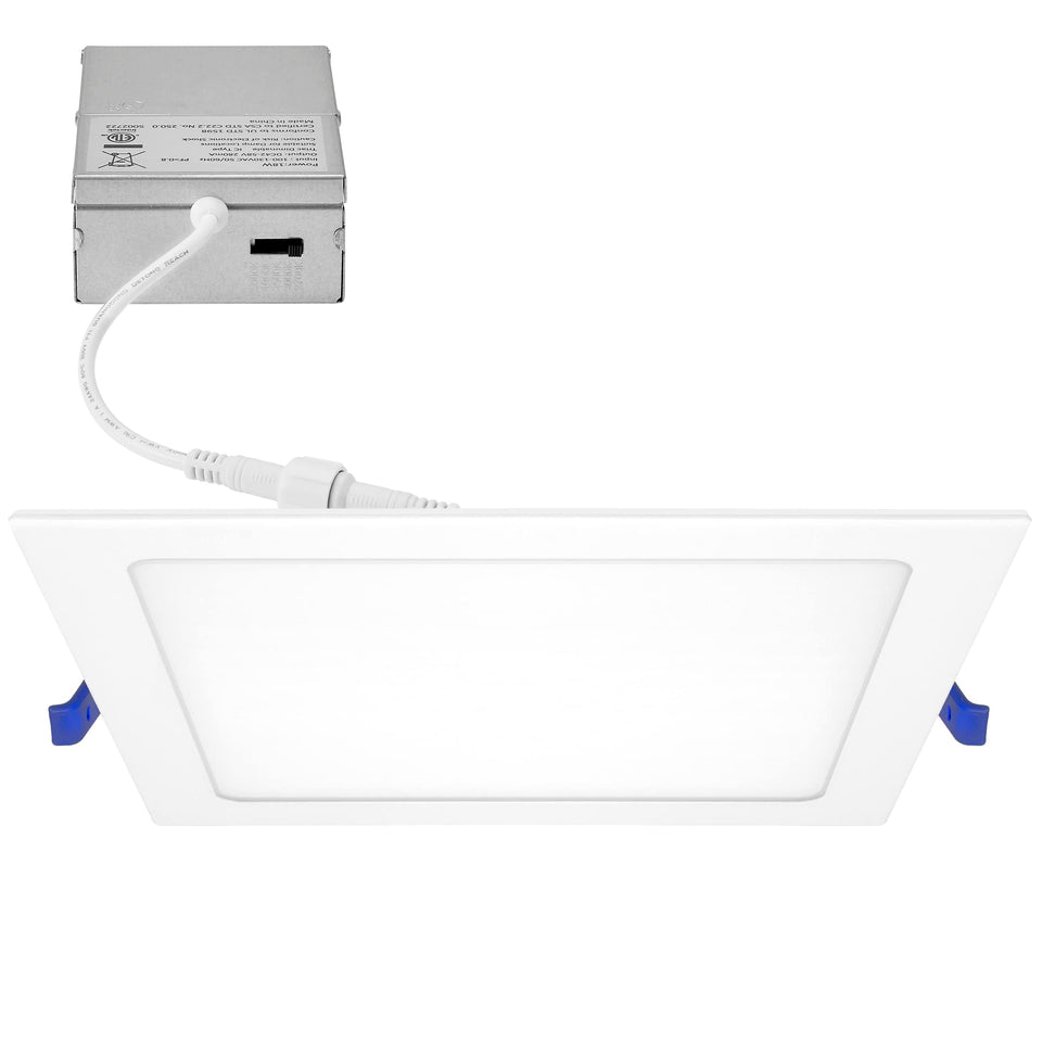 Maxxima 8in square downlight front view with even illumination for rooms