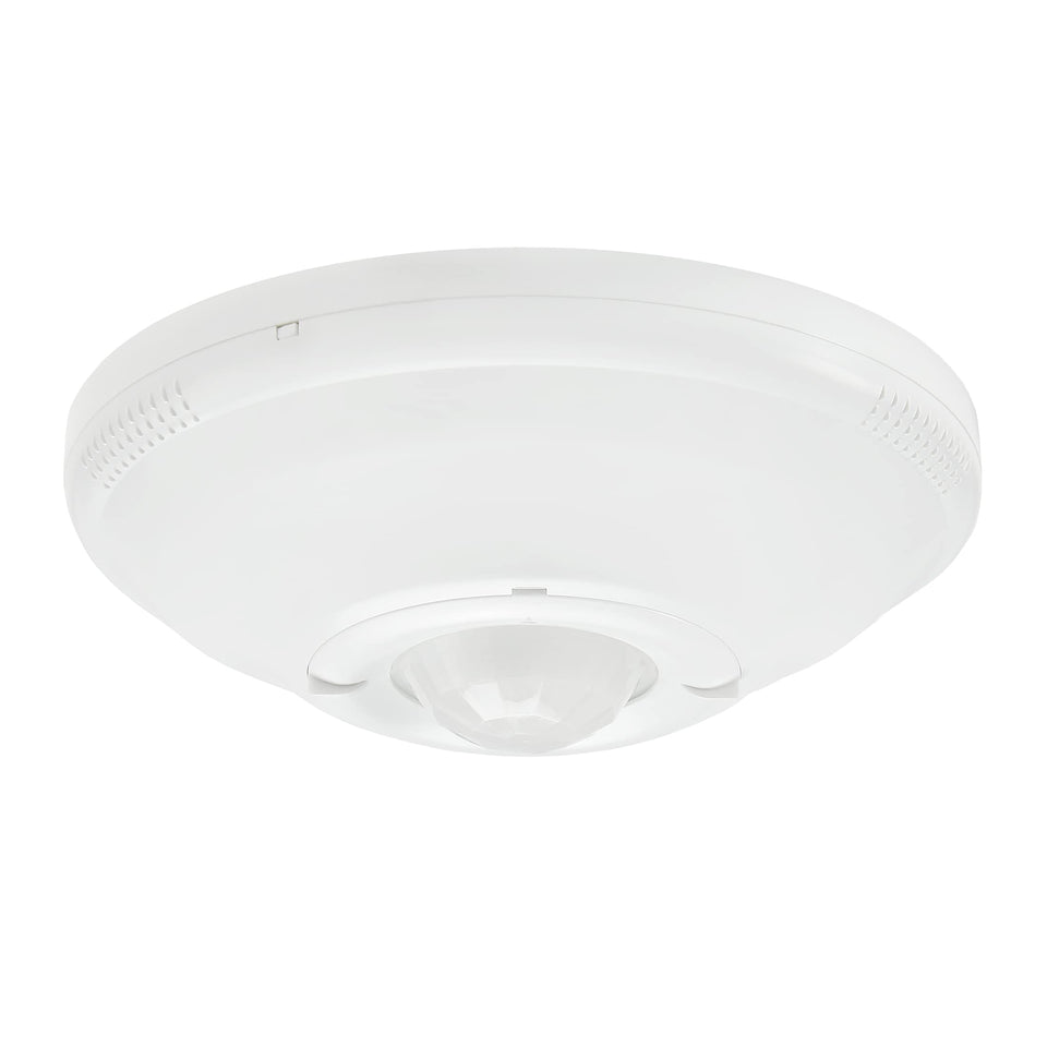 Maxxima ceiling mount 360° PIR sensor provides hands-free lighting control from high ceilings.