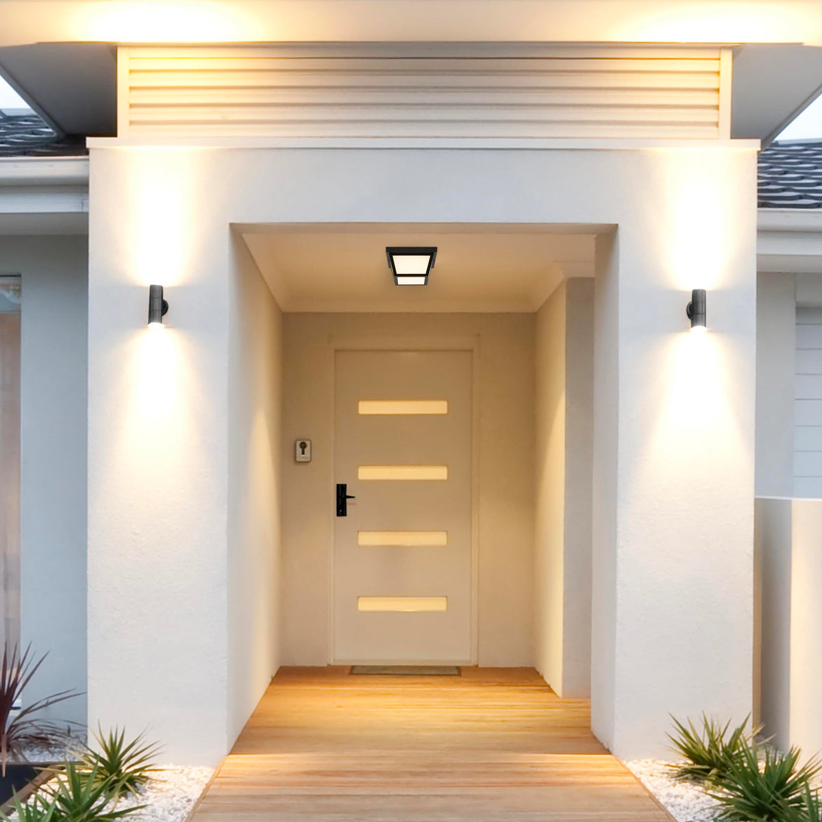 Maxxima damp-location outdoor light designed for covered areas