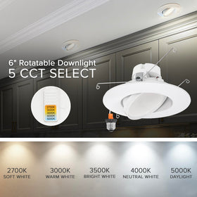 Maxxima downlight with CCT switch displaying 2700K to 5000K options.