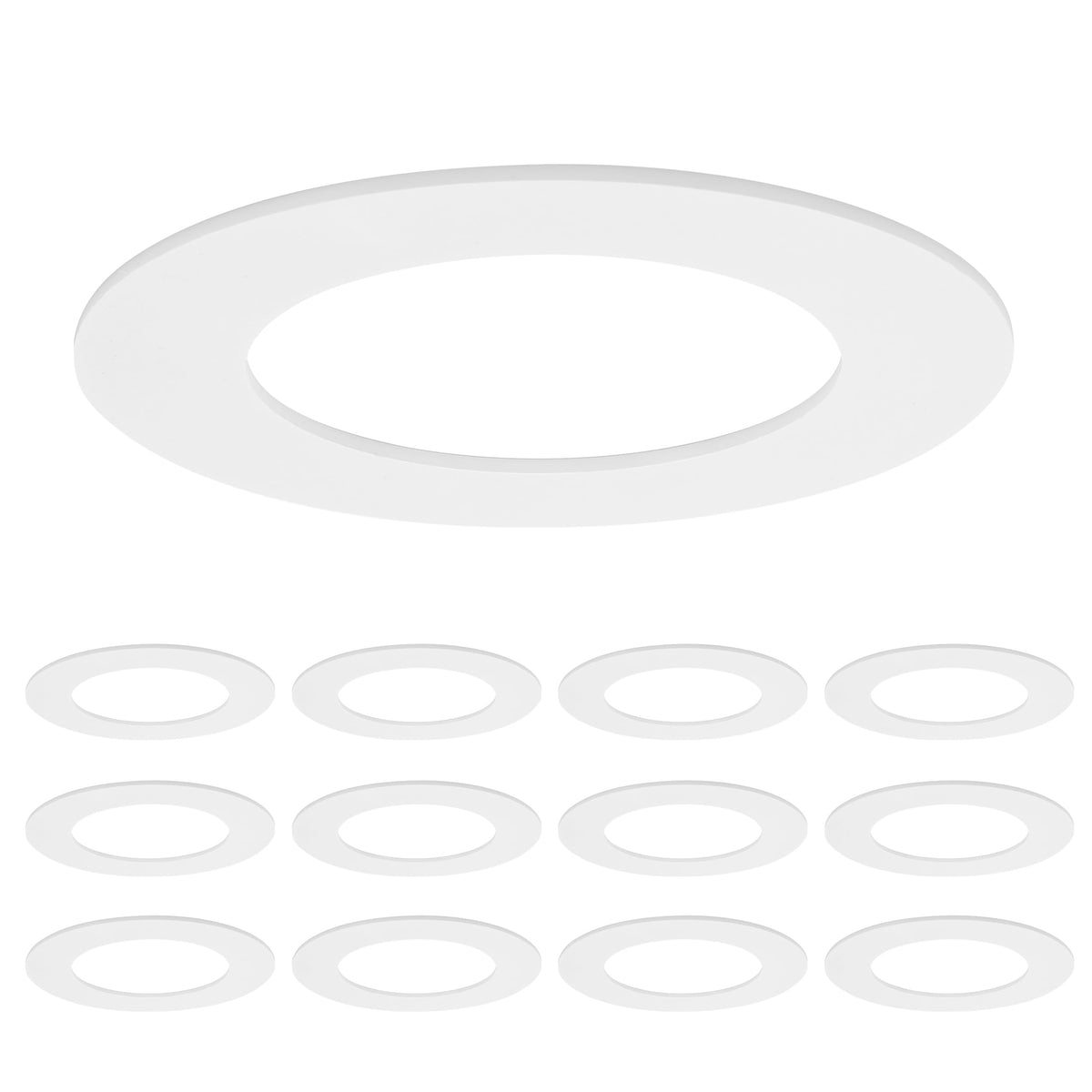 Maxxima goof rings show outer diameter 6.7 inches for seamless ceiling coverage.