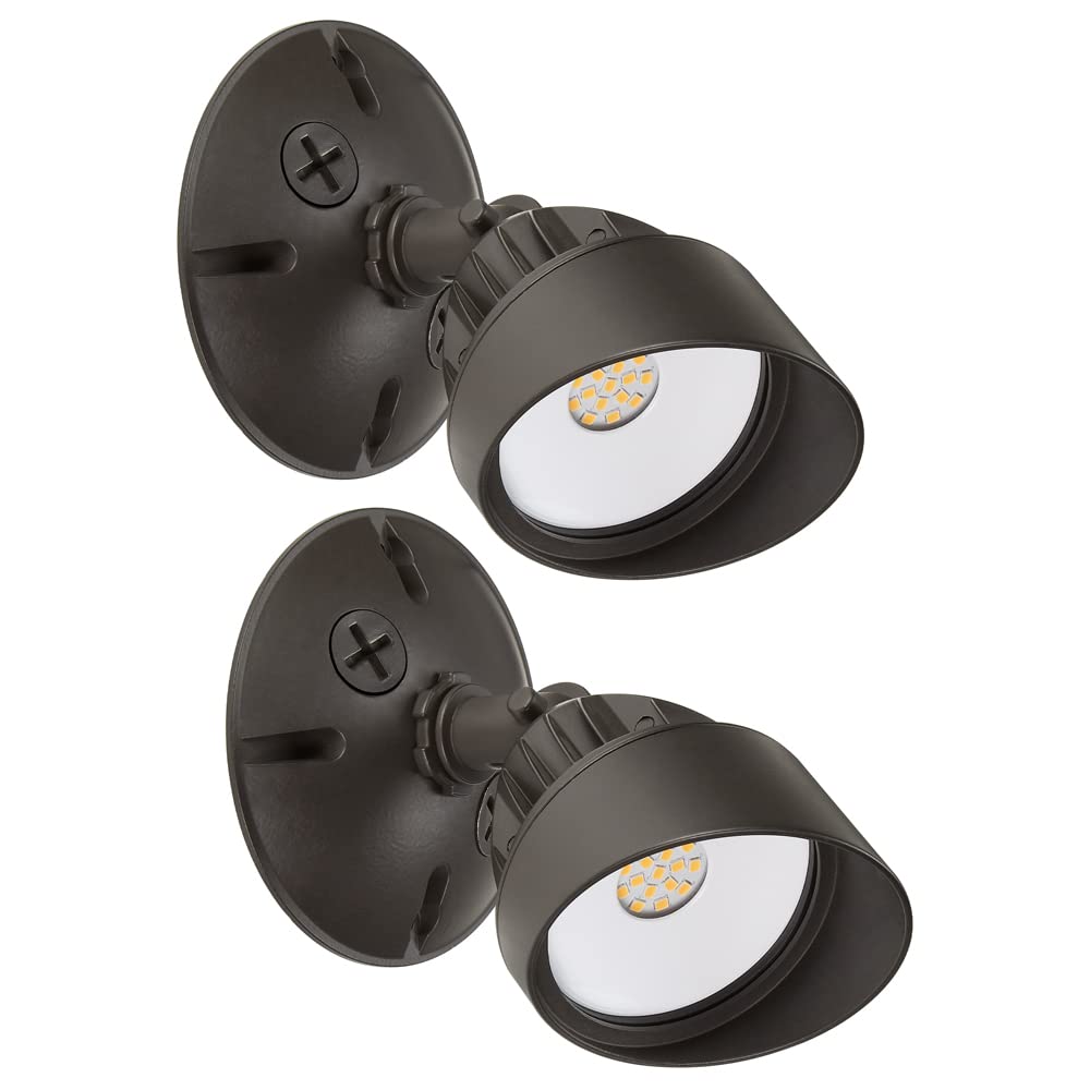 Maxxima LED outdoor flood light in brown, front view, improves exterior visibility.