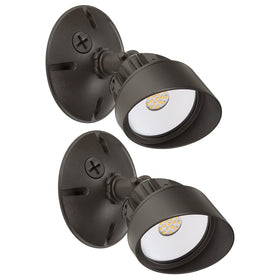 Maxxima LED outdoor flood light in brown, front view, improves exterior visibility.