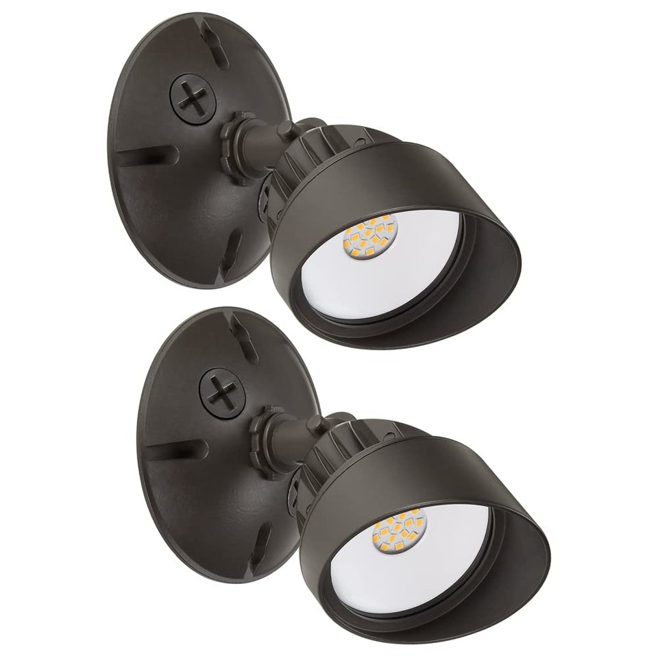 Maxxima LED outdoor flood light in brown, front view, improves exterior visibility.