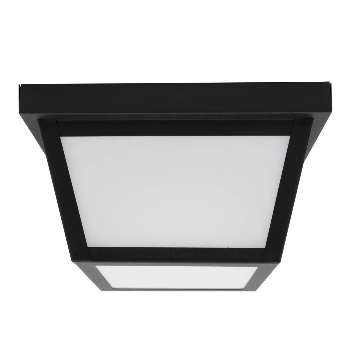 Maxxima black porch light with frosted lens and 3000K warm white LED