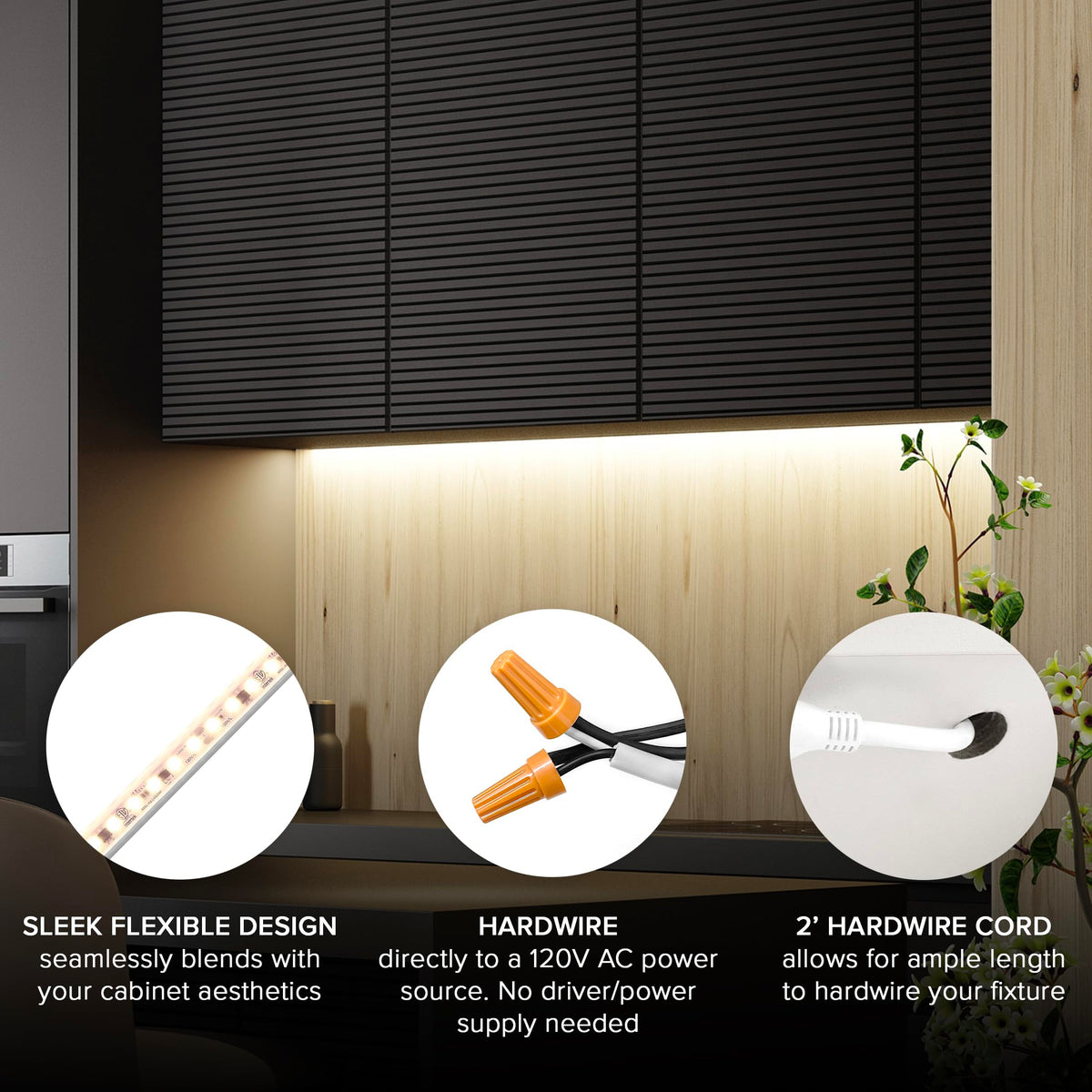 Maxxima sleek cabinet-mount design complements modern kitchens.