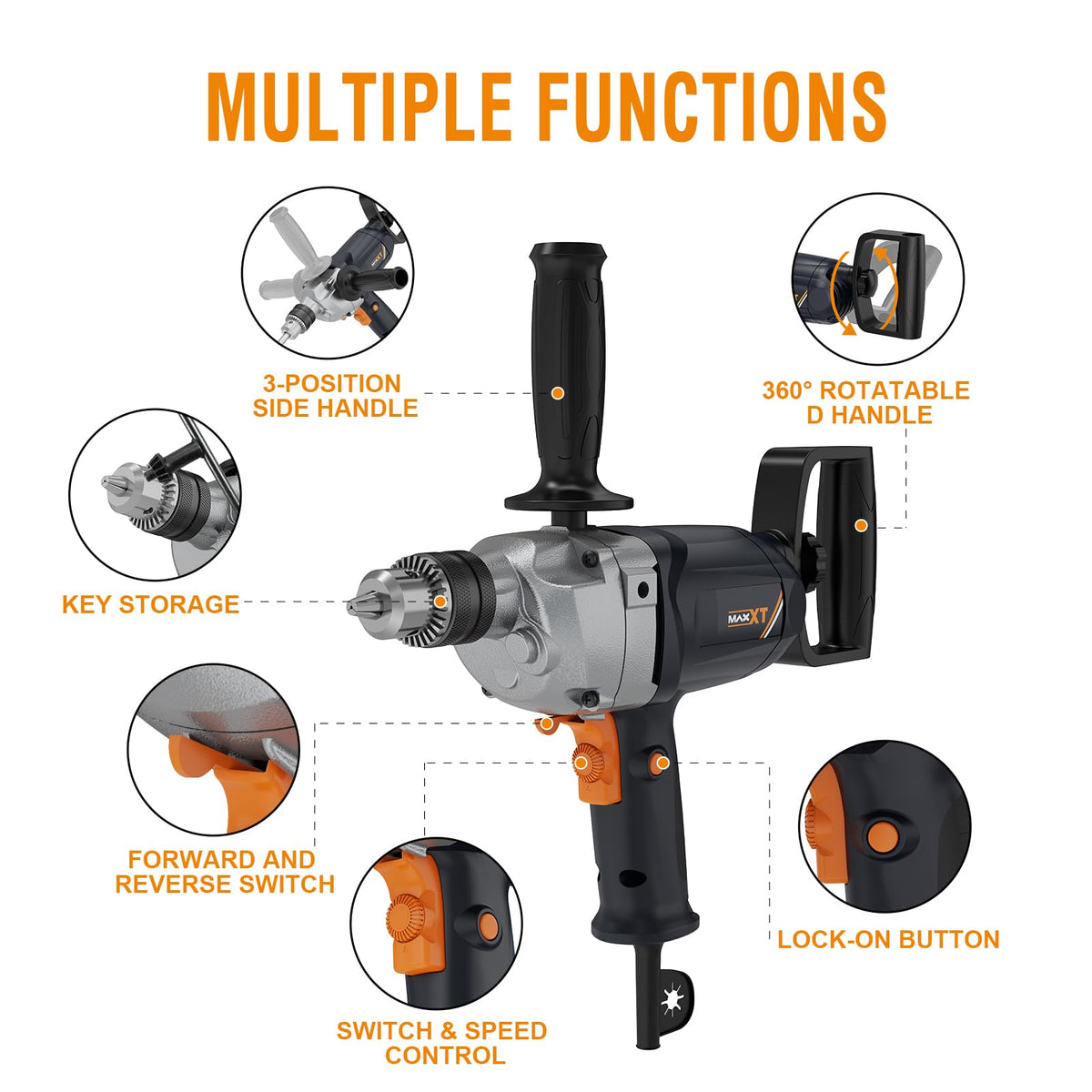 MAXXT 9A copper motor delivers efficient mixing for cement, plaster, and more