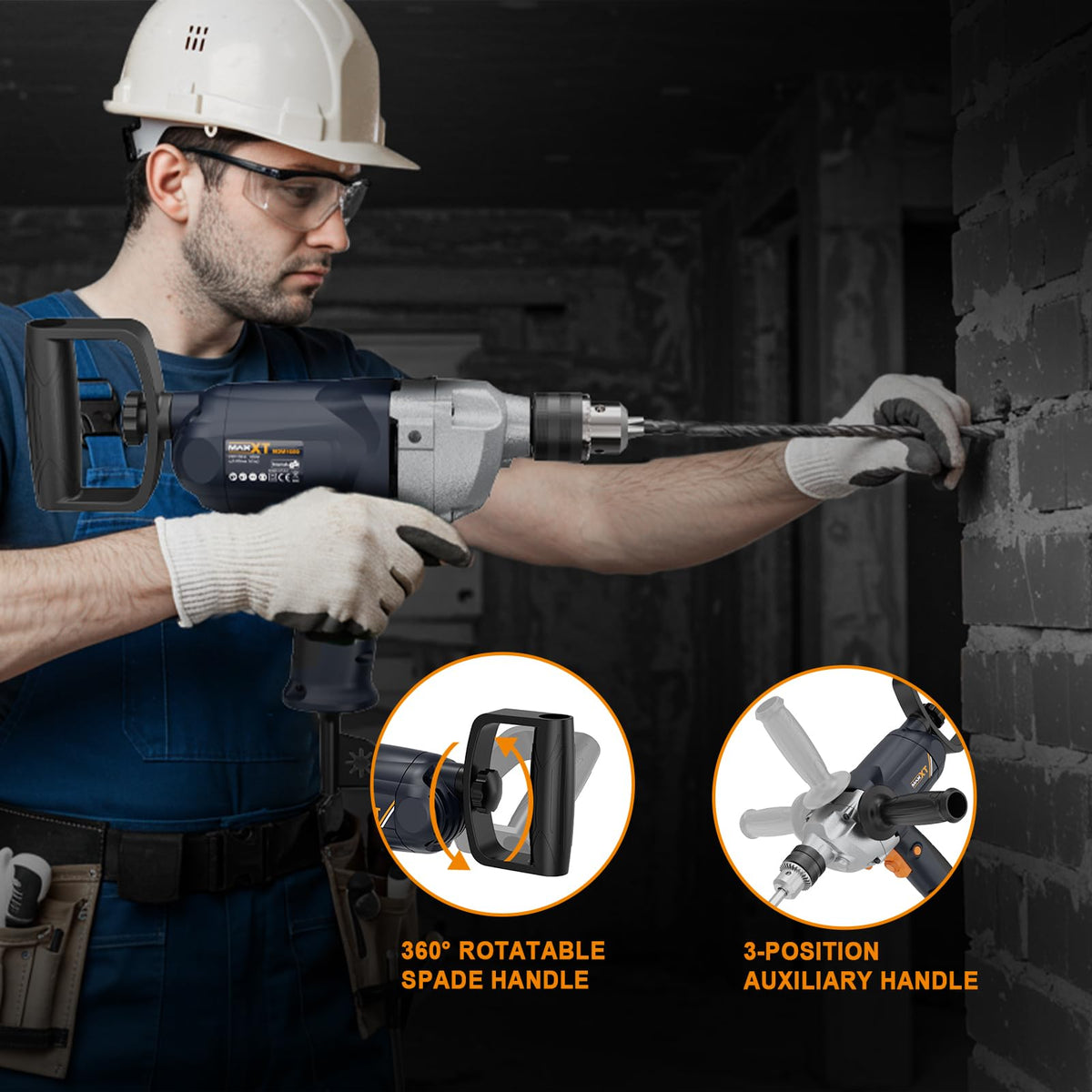 MAXXT ergonomic side handle improves control during high-speed mixing
