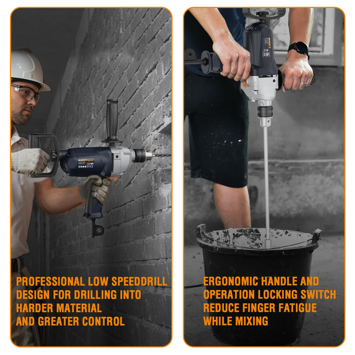 MAXXT versatile mixer handles cement, plaster, mud, paint, and epoxy resins