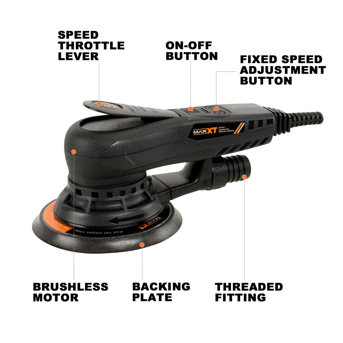 MAXXT ergonomic sander design enabling comfortable two handed grip