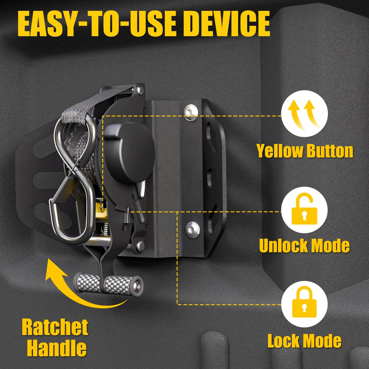 Maxzina load-capacity detail highlights 500 lb per point and 1500 lb breaking tension.