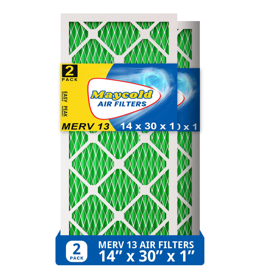 Maycold MERV 13 air filter 2-pack for improved indoor air quality and easy replacements.