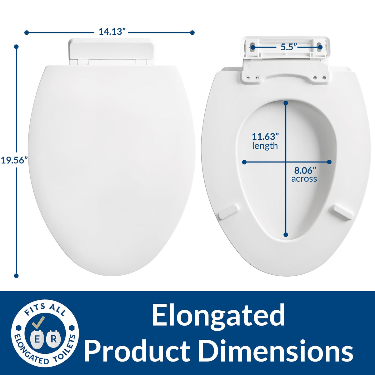 Mayfair Ashton elongated-toilet fit ensures compatibility with most elongated bowls.
