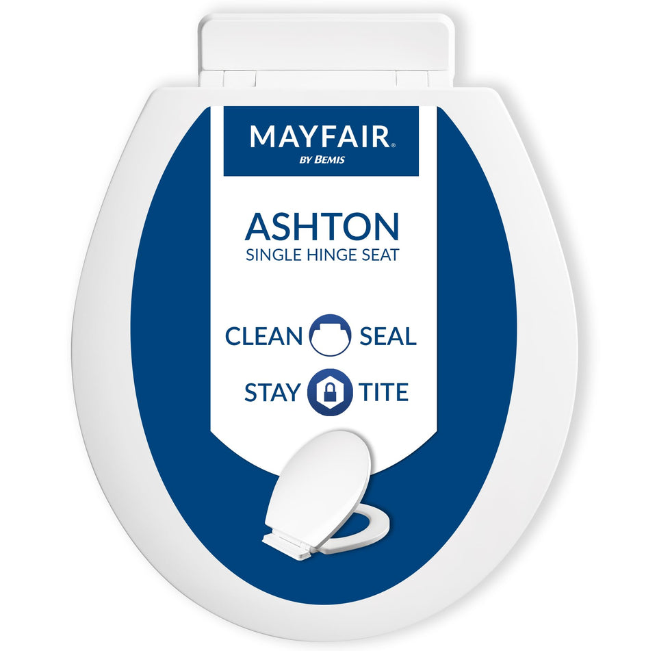 Mayfair Ashton round white seat with Stay-Tite hinge for stable seating.