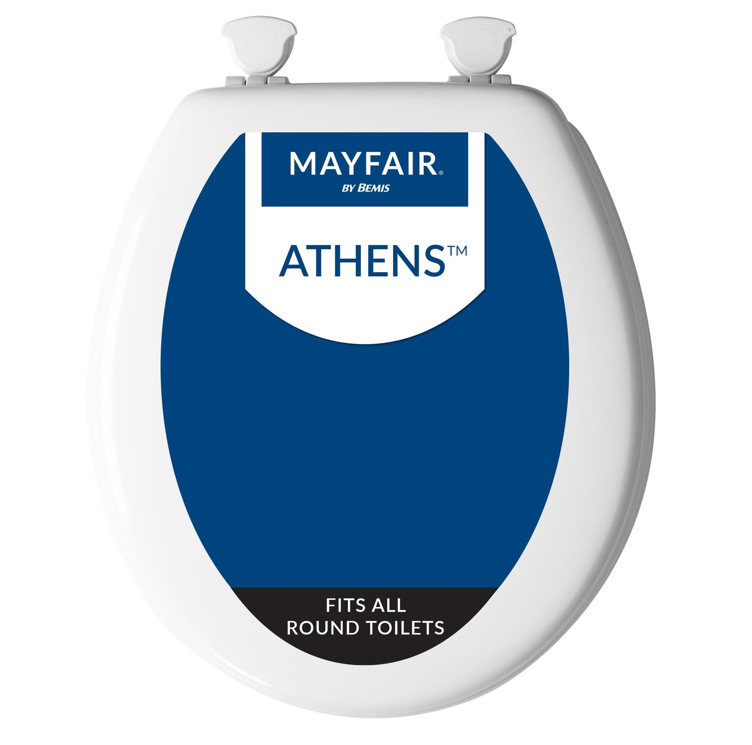 Mayfair Athens round seat on toilet with a smooth white finish for daily comfort.