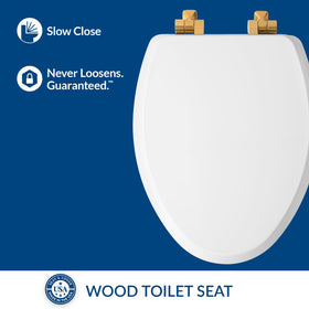 Mayfair Bennett secure metal hinges keep the seat firmly attached.