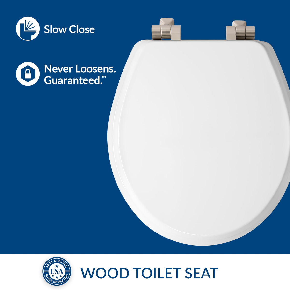 Mayfair Bennett secure STAY-TITE hinges keep seat firmly attached through busy routines.