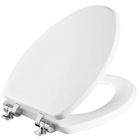 Mayfair Bennett toilet seat chrome hinges deliver durable, quiet operation.