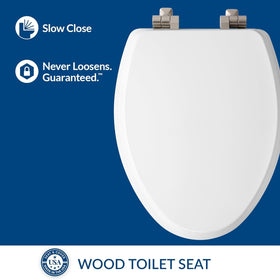 Mayfair Bennett whisper-close feature provides quiet, gentle lid closure.