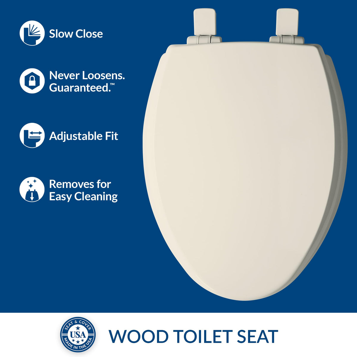 Mayfair Cassel easy clean hinges enable deep cleaning under the seat