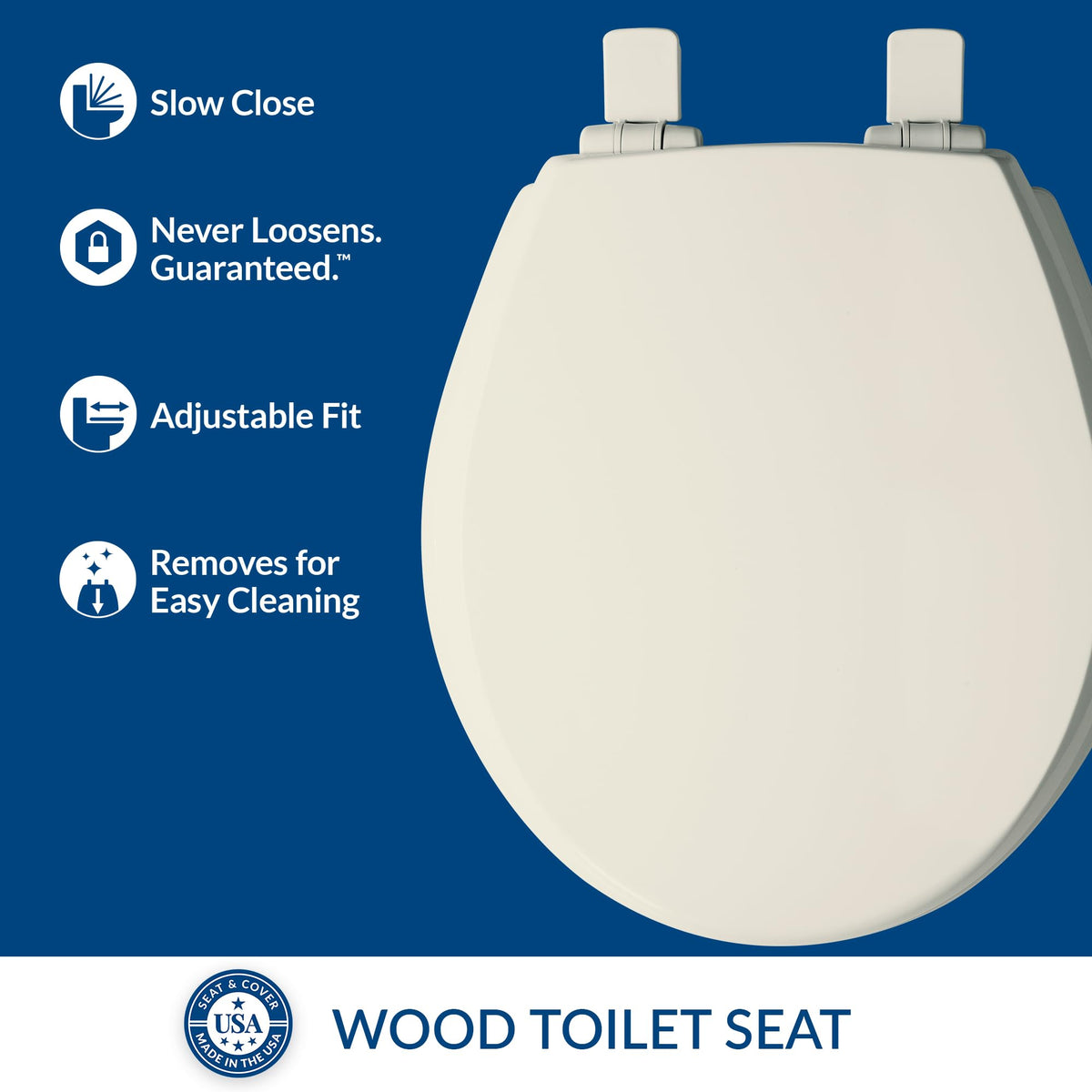 Mayfair Cassel easy-clean hinges allow deeper, quicker bathroom cleans.