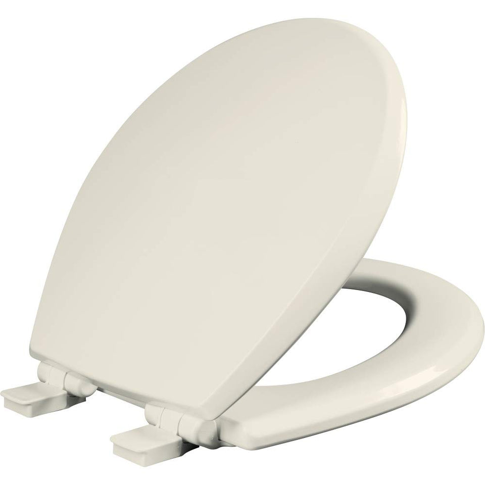 Mayfair Cassel slow-close toilet seat closes quietly for safe daily use.