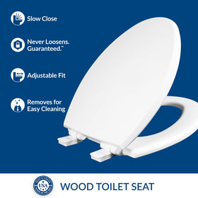 Mayfair Cassel wood seat with Easy Clean hinges for cleaning