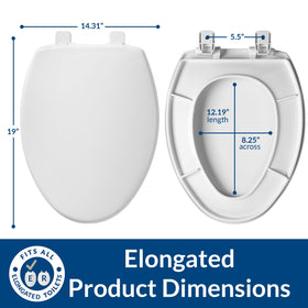 Elongated Mayfair Caswell seat fits most US and Canada toilets