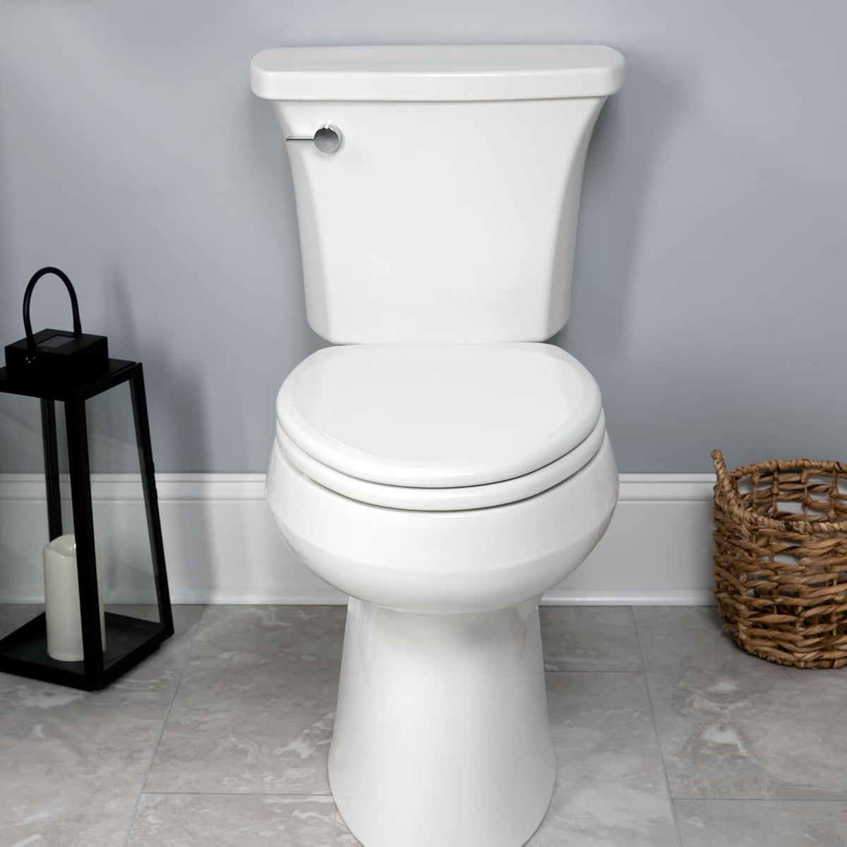 Mayfair Linden durable scratch-resistant finish keeps bathroom looking new.