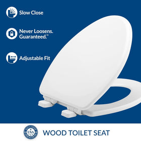 Mayfair Linden non-slip wood seat stays secure during daily bathroom use.